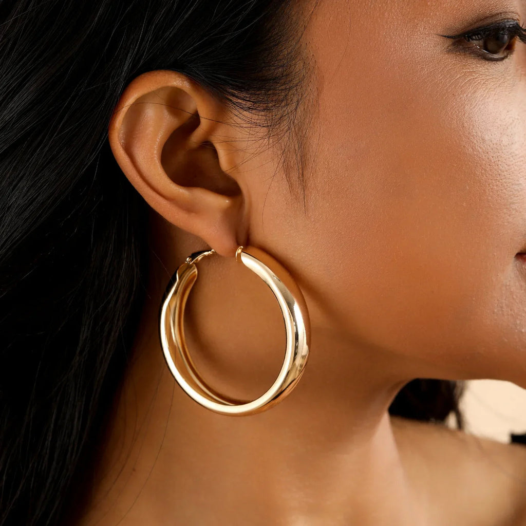 Chunky Hollow Hoop Earrings
