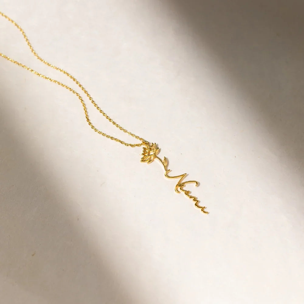 Birth Flower Name Necklace