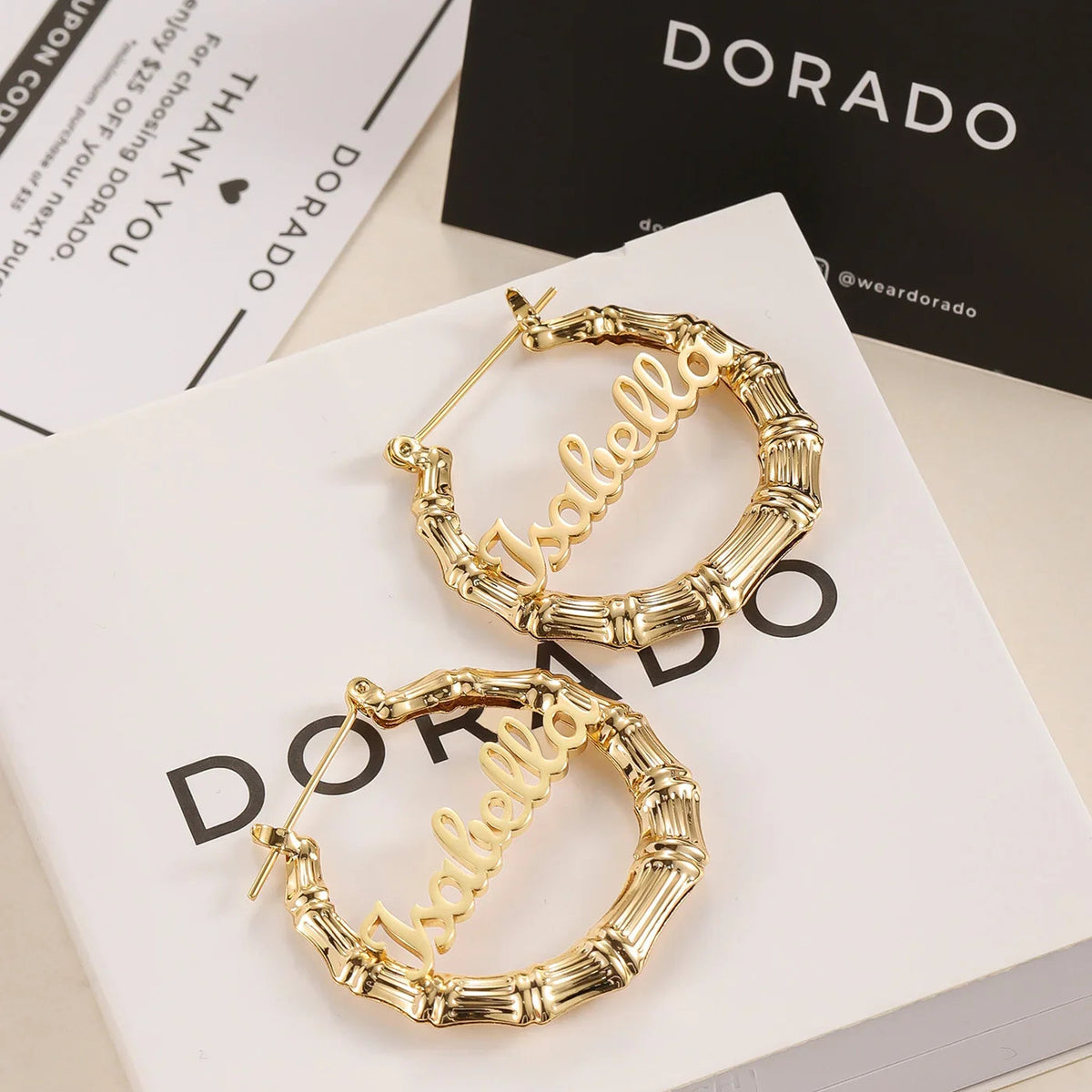 Bamboo Name Hoop Earrings