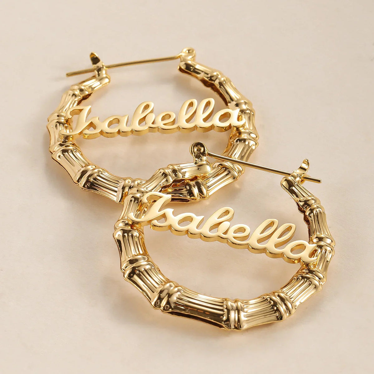 Bamboo Name Hoop Earrings