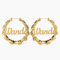 Bamboo Name Hoop Earrings