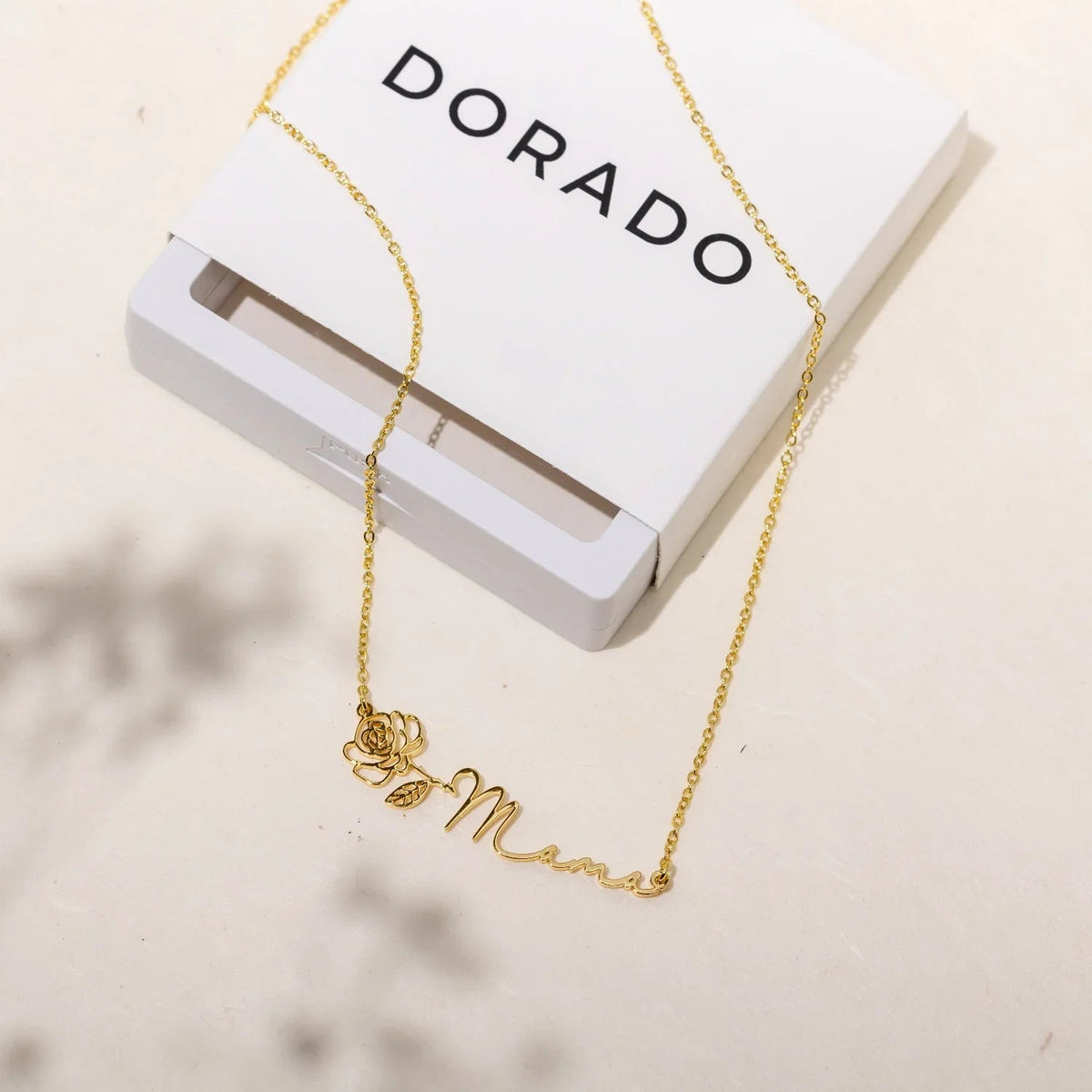 Birth Flower Horizontal Name Necklace