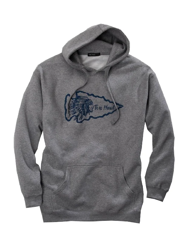 Weekend Steals Await Tin Haul Mens Grey Cotton Blend Indian Arrowhead Hoodie