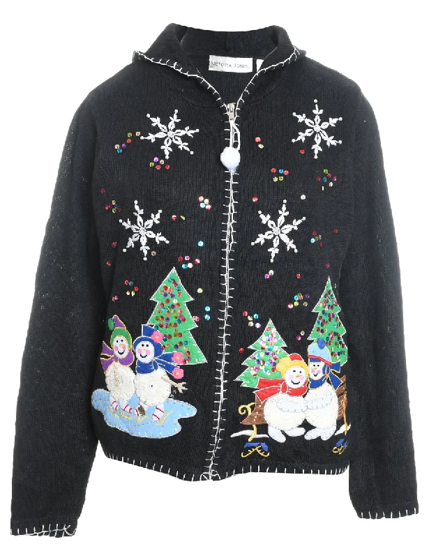 Weekend Savings Fiesta Snowman Christmas Cardigan - M
