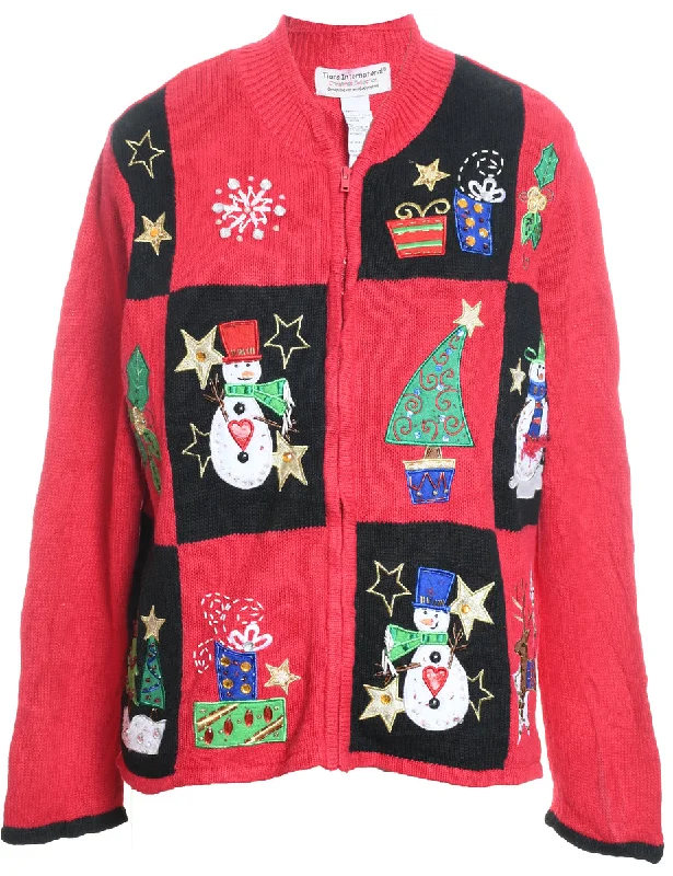 Savings Soar This Weekend Snowman Christmas Cardigan - L