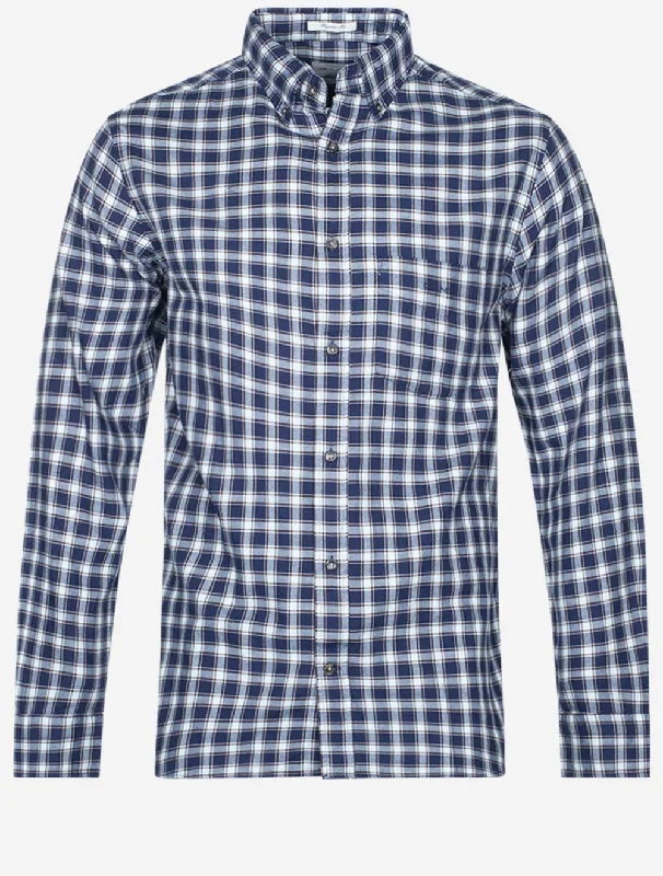 Discount Mania Regular Micro Tartan Flannel Shirt Classic Blue