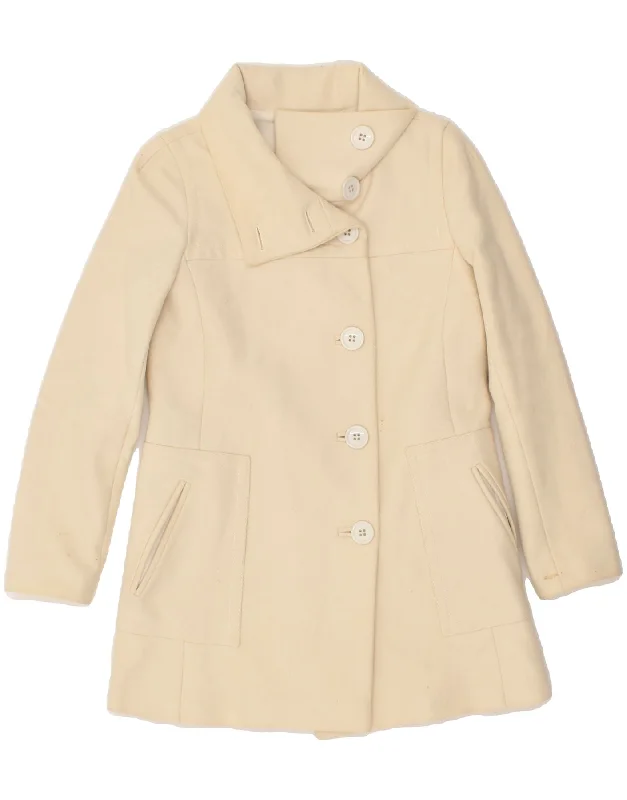 Now Available PINKO Womens Overcoat UK 8 Small Beige Wool