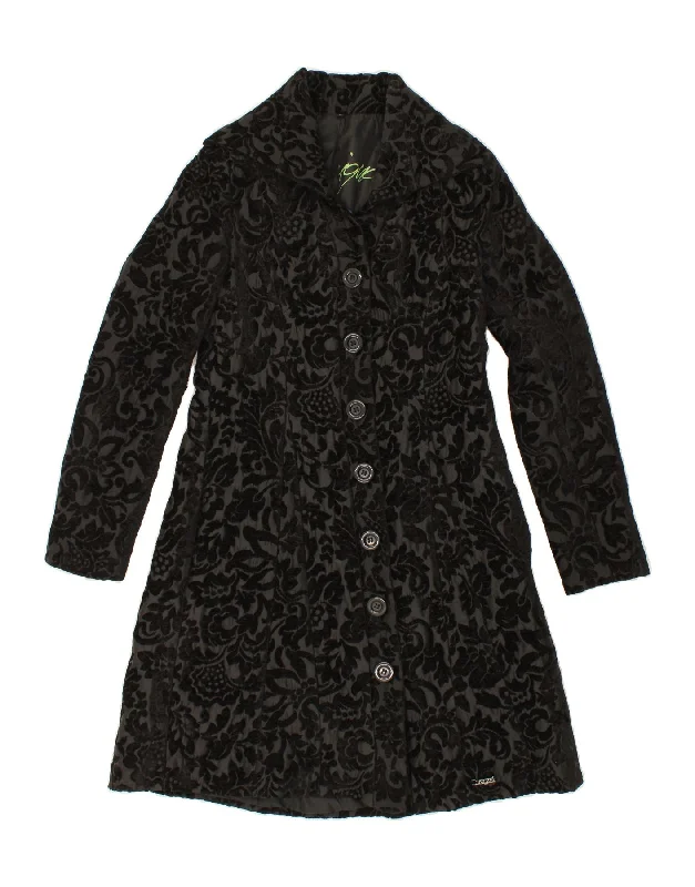 Time-Limited Offer DESIGUAL Womens Graphic Overcoat EU 40 Medium Black Paisley Viscose
