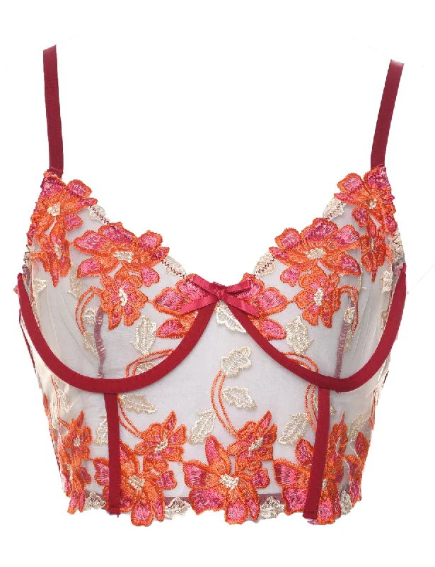 Weekend Deal Sheer Floral Print Bralet - XS