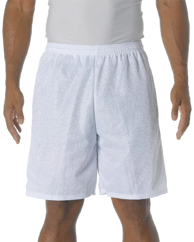 Mega Sale A4 Adult Nine Inch Inseam Mesh Shorts | White
