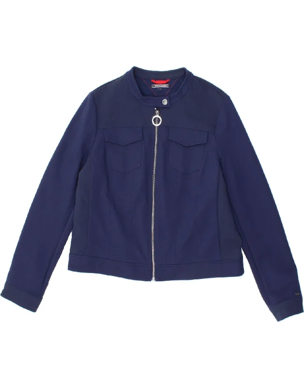 Weekend Savings Delight TOMMY HILFIGER Womens Crop Bomber Jacket US 12 Large Navy Blue