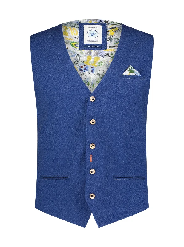 Weekend Savings Spree A Fish Named Fred Waistcoat Cobalt
