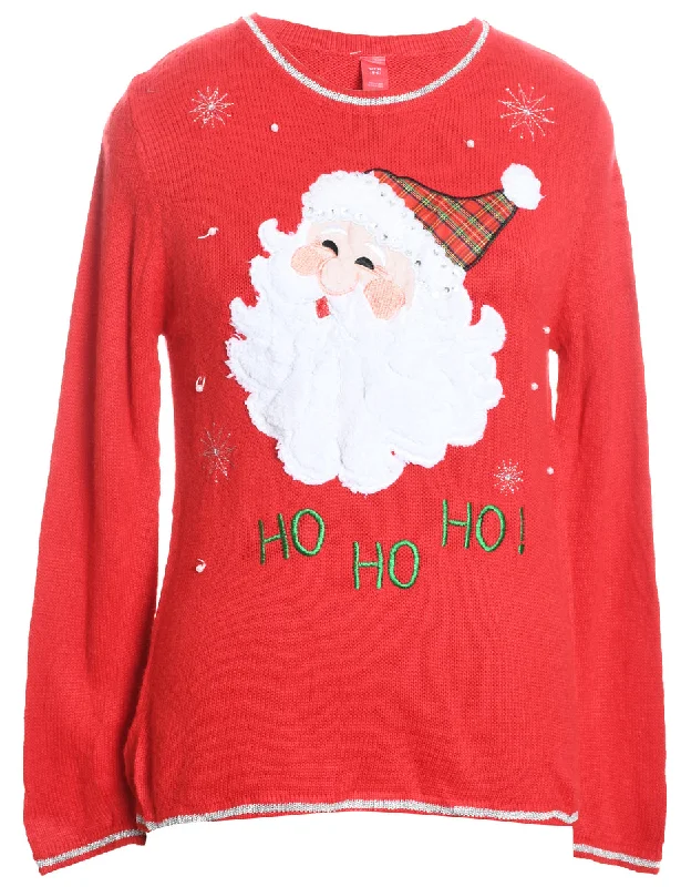 Weekend Deals That Spark Santa Claus Design Red Knit Christmas Jumper - M