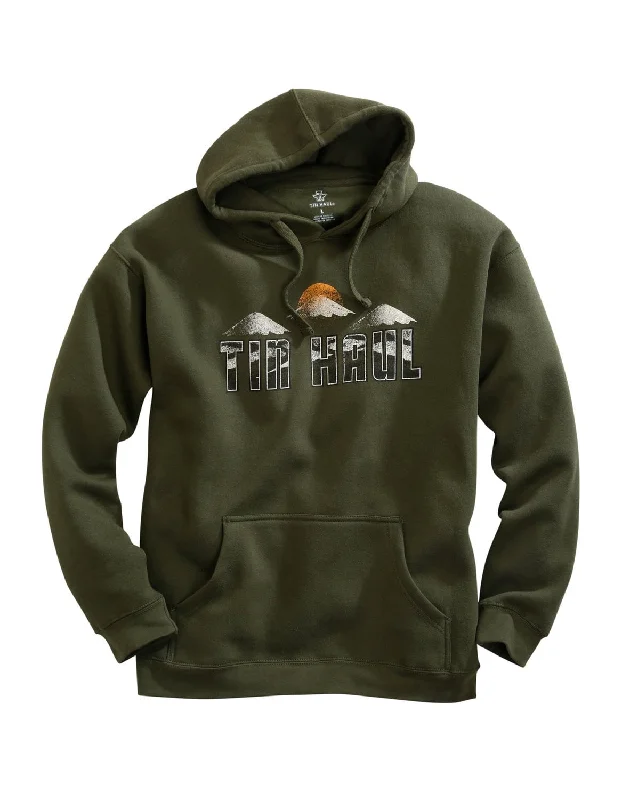 Bonus Offer Tin Haul Mens Green Cotton Blend Mountain Caps Hoodie