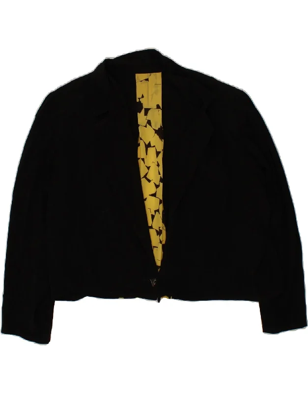 Deal of the Day VINTAGE Womens Crop Blazer Jacket UK 20 2XL Black