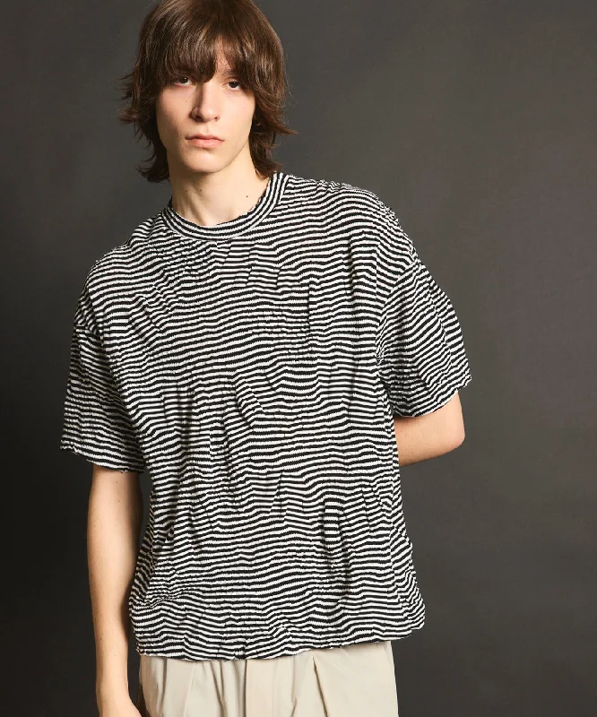Online Deal Links Jacquard Border Oversized Crew Neck T-shirt