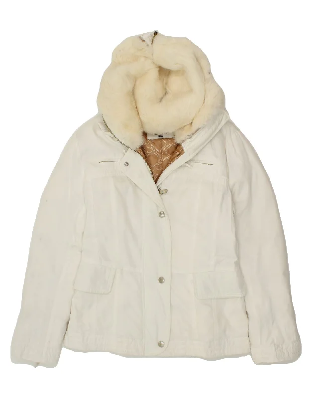 Weekend Offers That Dazzle TRUSSARDI Womens Padded Jacket IT 46 Large White Cotton