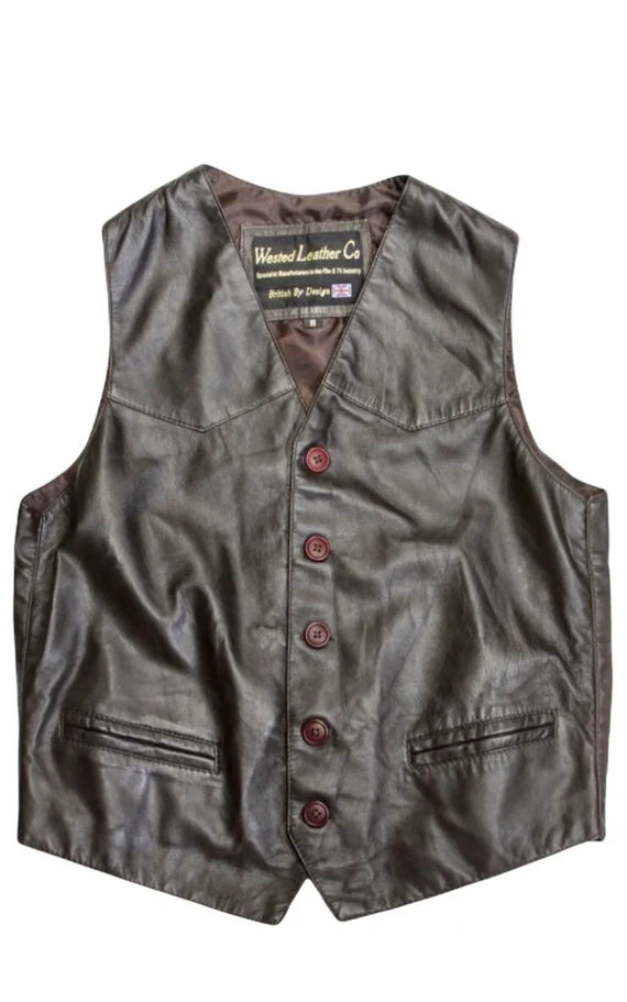 Now or Never Mens Smart Casual Waistcoat in Brown Leather