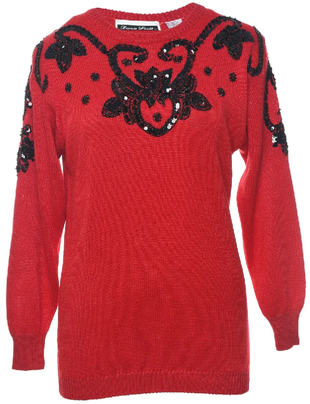 Final Clearance Sequined Red Jumper - S