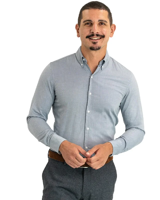 Early Access Grey Cotton Oxford Button Down Shirt