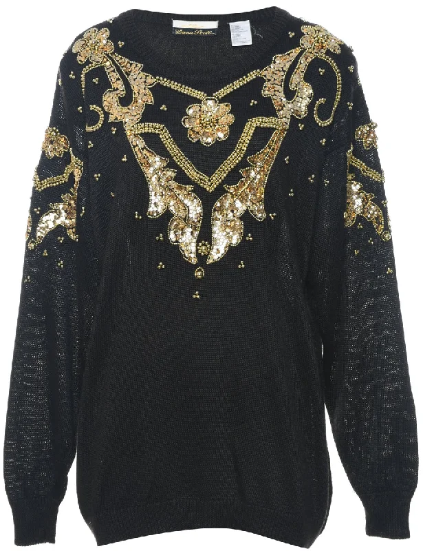 Limited Offer Sequined Black Jumper - L