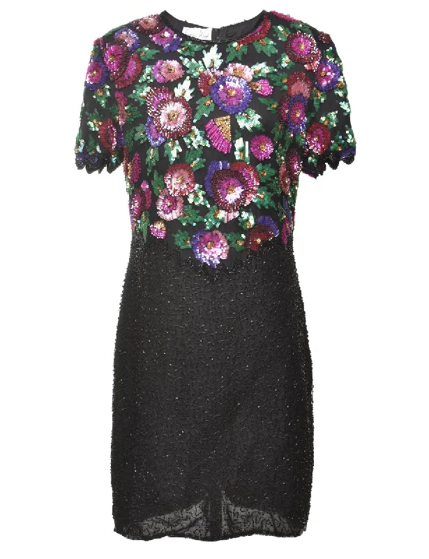 Hot Buy Sequined Silk Party Dress - L