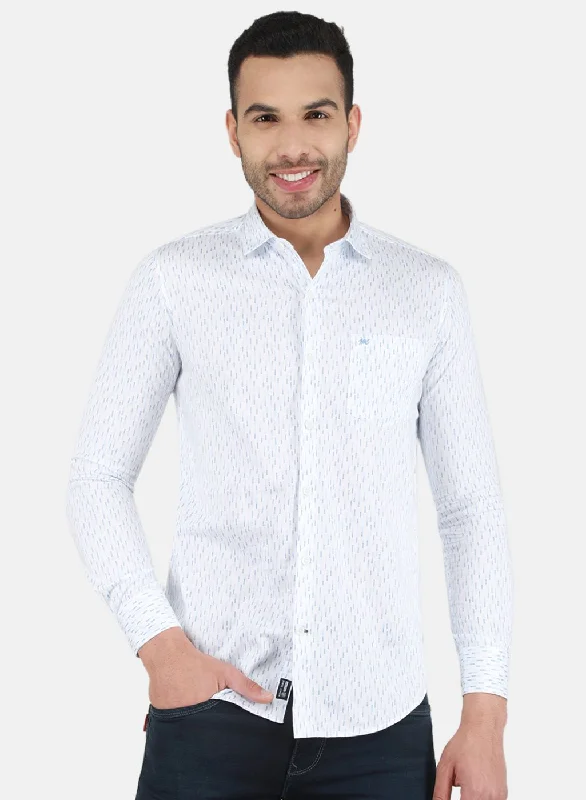 New Arrival Men White Printed Shirt