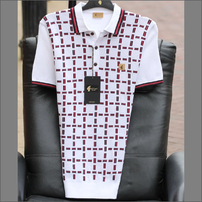 Early Access Gabicci VintageWhite Patt ern Polo Top^