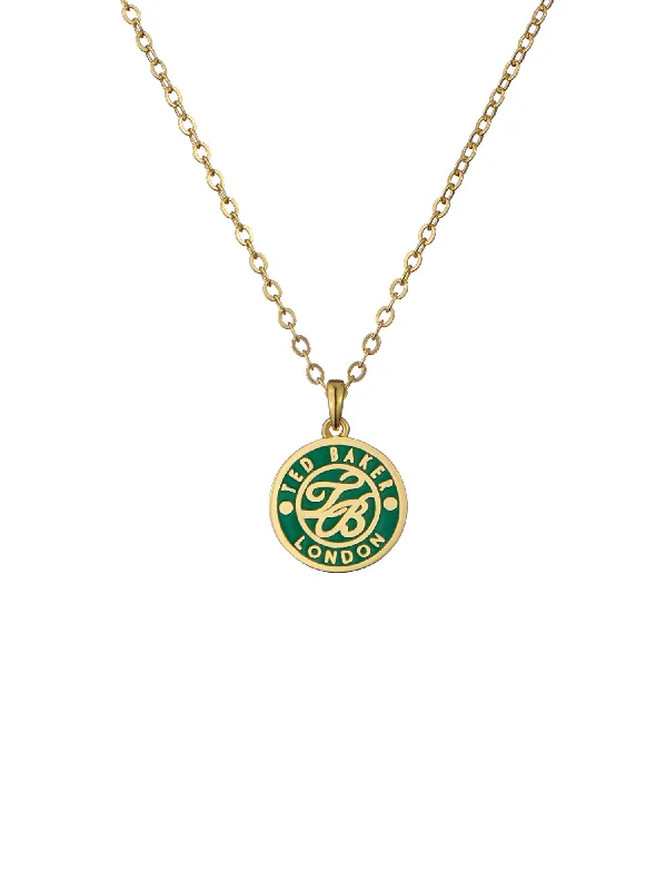 The Best Deal Monella Green Monogram Button Pendant Necklace Gold