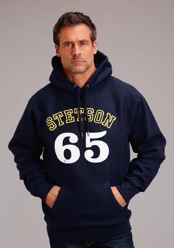 Weekend Wonders Await! Stetson Mens Navy Cotton Blend 65 Fleece Hoodie