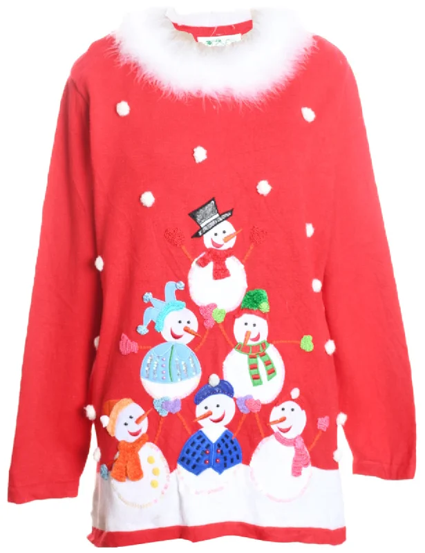 Quick Deals Snowman Christmas Jumper - L