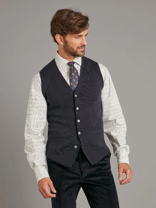 Weekend Bargains to Relish Fine Merino Wool Waistcoat - Navy