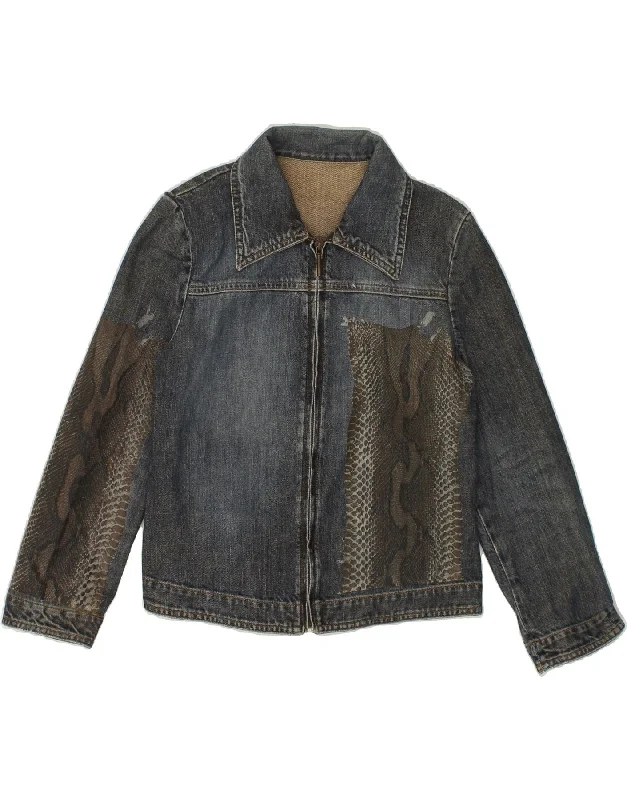 Reduced Price VINTAGE Womens Denim Jacket UK 16  Large Blue Colourblock Cotton