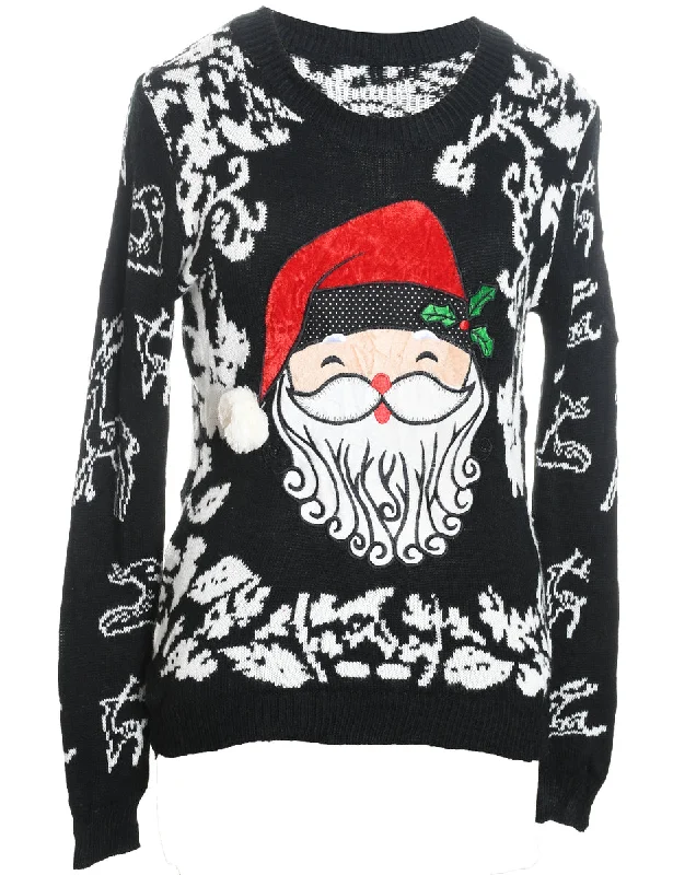 Weekend Deals That Thrill Santa Claus Design Black, Red & White Christmas Jumper - M Weekend Deals That Thrill Santa Claus Design Black, Red & White Christmas Jumper - M