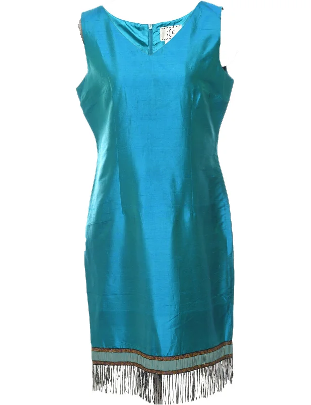 Don't Miss Out Silk Beaded Evening Dress - L