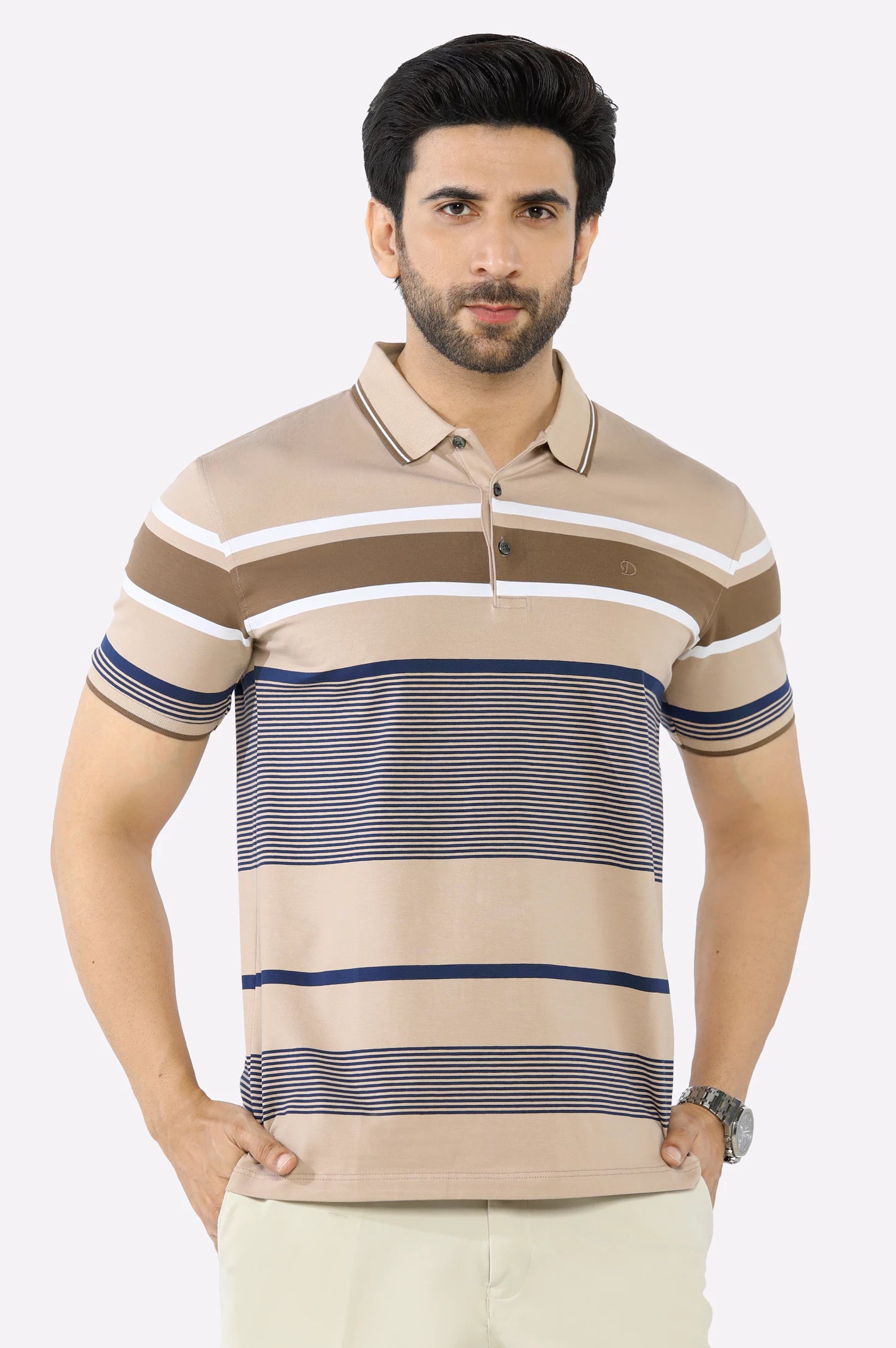 Flash Sale Brown Yarn Dyed Polo