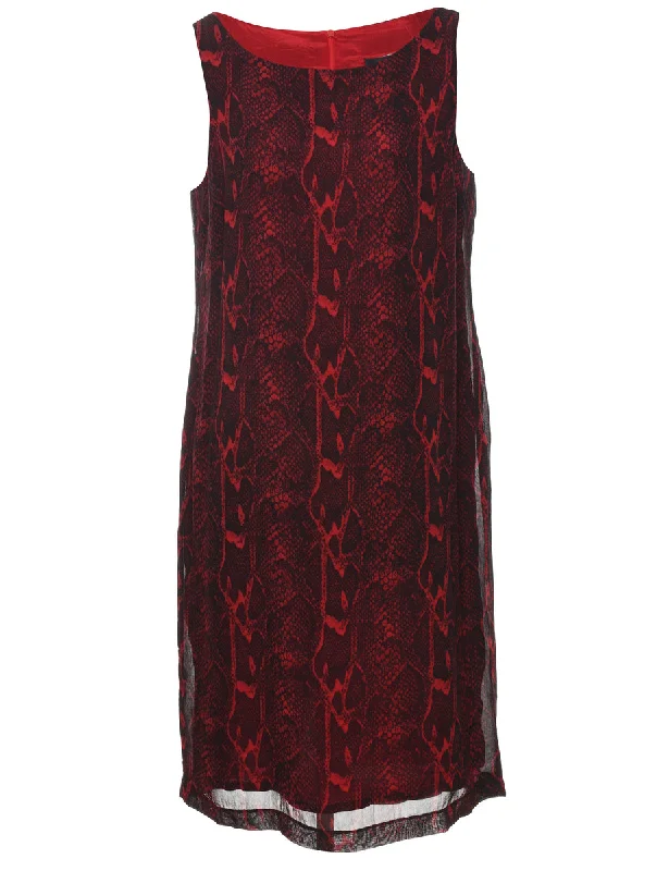 Great Deal Snakeskin Finish Black & Red Sleeveless Dress - L