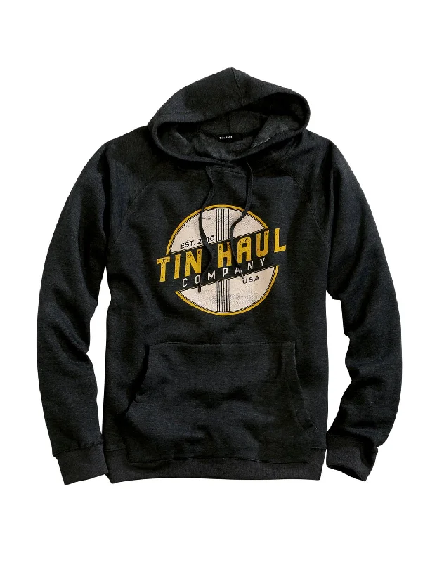 Discount Mania Tin Haul Mens Charcoal Grey Cotton Blend Thru It Logo Hoodie