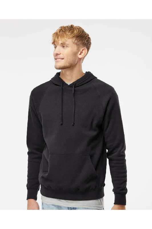 Can't Resist Independent Trading Co. Mens Special Blend Raglan Hooded Sweatshirt Hoodie w/ Pouch Pocket - Black