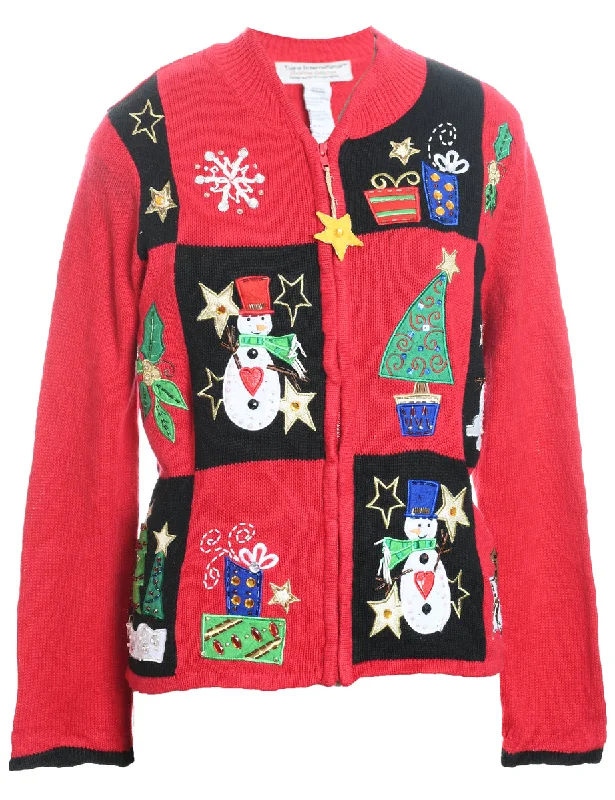 Weekend Deals That Thrill Snowman Christmas Cardigan - M