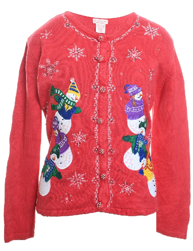 Weekend Savings Spectacular Snowman Christmas Cardigan - L