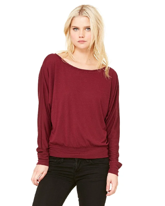 Massive Deal Bella+Canvas Ladies Long Sleeve Off The Shoulder Top | Maroon