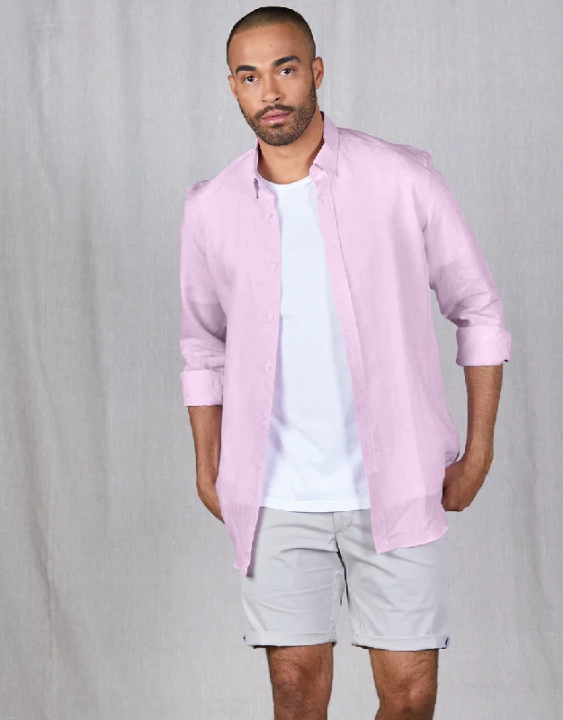 Weekend Savings Fiesta Ohope Pink Linen Shirt