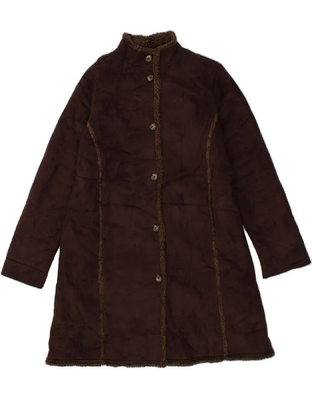 Exclusive Deal L.L.BEAN Womens Sherpa Overcoat UK 16 Large Brown Polyester