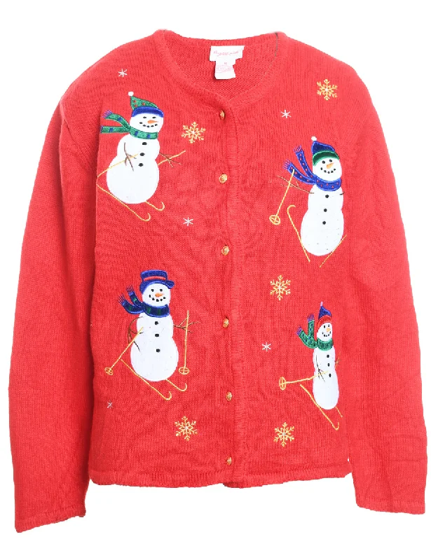 Weekend Deals That Dazzle Snowman Christmas Cardigan - M
