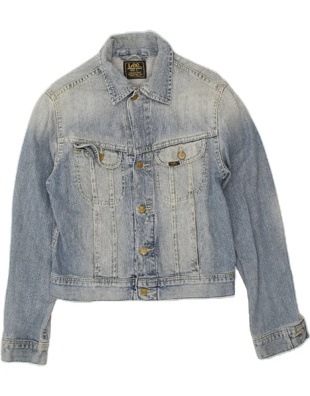 Extra Savings LEE Womens Kansas Graphic Denim Jacket UK 14 Large Blue Cotton