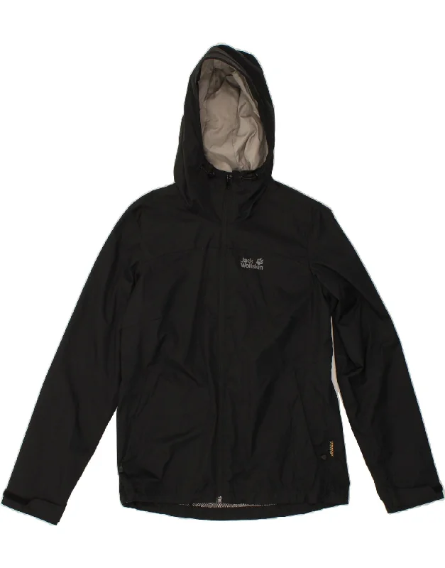 Weekend Discounts to Delight JACK WOLFSKIN Womens Hooded Rain Jacket UK 12/14 Medium Black Polyamide Weekend Discounts to Delight JACK WOLFSKIN Womens Hooded Rain Jacket UK 12/14 Medium Black Polyamide