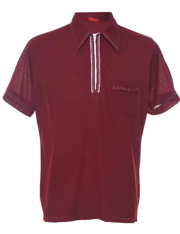 Don't Miss Out Sears Maroon & White Contrast Stitch Polo T-shirt - L