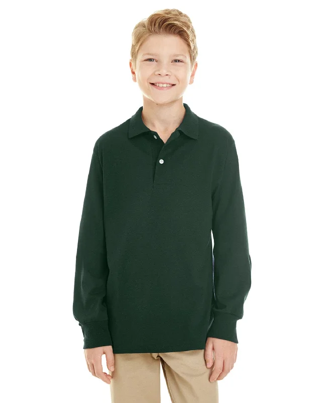 Weekend Specials to Delight Jerzees Youth Long Sleeve Polo Shirt | Forest Green