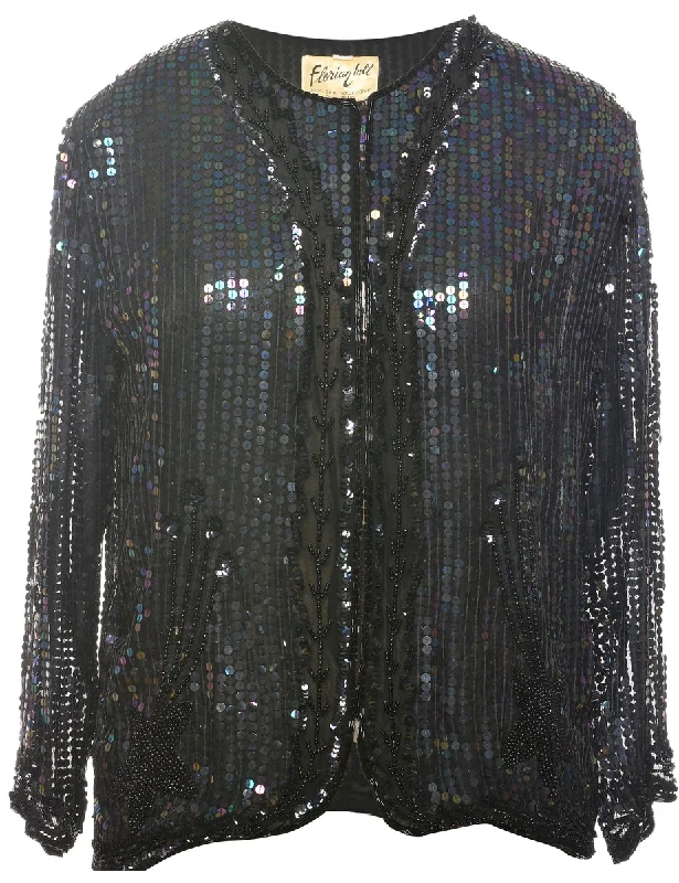 Crazy Deal Silk Sequined Evening Jacket - S